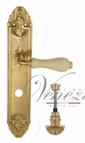 Ручка дверная на планке с фиксатором Venezia Colosseo белая керамика паутинка WC-4 PL90 полированная латунь
