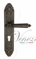Ручка дверная на планке под цилиндр Venezia Castello CYL PL90 античное серебро