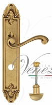 Ручка дверная на планке с фиксатором Venezia Vivaldi WC-2 PL90 французское золото + коричневый