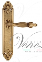 Ручка дверная на планке проходная Venezia Olimpo PL90 французское золото + коричневый