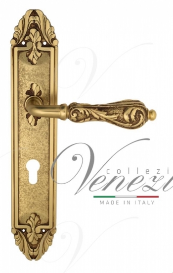 Ручка дверная на планке под цилиндр Venezia Monte Cristo CYL PL90 французское золото + коричневый
