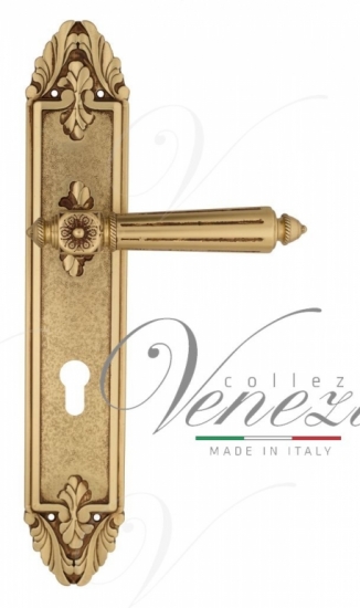 Ручка дверная на планке под цилиндр Venezia Castello CYL PL90 французское золото + коричневый