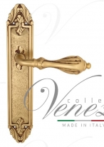 Ручка дверная на планке проходная Venezia Anafesto PL90 французское золото + коричневый