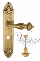 Ручка дверная на планке с фиксатором Venezia Lucrecia WC-2 PL90 французское золото + коричневый