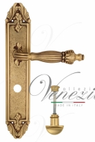 Ручка дверная на планке с фиксатором Venezia Olimpo WC-2 PL90 французское золото + коричневый