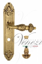 Ручка дверная на планке с фиксатором Venezia Lucrecia WC-4 PL90 французское золото + коричневый