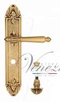 Ручка дверная на планке с фиксатором Venezia Pellestrina WC-4 PL90 французское золото + коричневый
