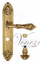 Ручка дверная на планке с фиксатором Venezia Monte Cristo WC-4 PL90 французское золото + коричневый