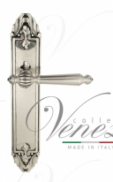 Ручка дверная на планке под цилиндр Venezia Pellestrina PL90 натуральное серебро + черный