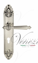 Ручка дверная на планке под цилиндр Venezia Pellestrina CYL PL90 натуральное серебро + черный
