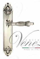 Ручка дверная на планке под цилиндр Venezia Olimpo PL90 натуральное серебро + черный