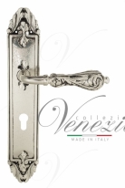 Ручка дверная на планке под цилиндр Venezia Monte Cristo CYL PL90 натуральное серебро + черный