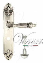 Ручка дверная на планке с фиксатором Venezia Olimpo WC-2 PL90 натуральное серебро + черный