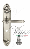 Ручка дверная на планке с фиксатором Venezia Pellestrina WC-4 PL90 натуральное серебро + черный