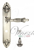 Ручка дверная на планке с фиксатором Venezia Olimpo WC-4 PL90 натуральное серебро + черный