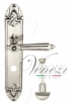 Ручка дверная на планке с фиксатором Venezia Castello WC-2 PL90 натуральное серебро + черный