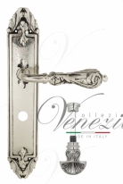 Ручка дверная на планке с фиксатором Venezia Monte Cristo WC-4 PL90 натуральное серебро + черный