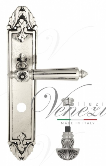 Ручка дверная на планке с фиксатором Venezia Castello WC-4 PL90 натуральное серебро + черный