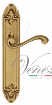 Ручка дверная на планке под цилиндр Venezia Vivaldi PL90 французское золото + коричневый