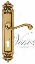 Ручка дверная на планке под цилиндр Venezia Vivaldi CYL PL96 французское золото + коричневый