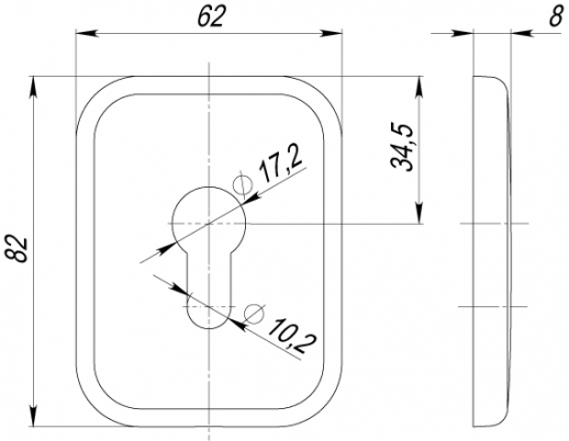 Декоративная квадратная накладка на цилиндр Et-Dec Sq (Atc Protector 1) Sn-3 Матовый никель