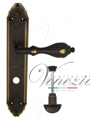 Ручка дверная на планке с фиксатором Venezia Anafesto WC-2 PL90 темная бронза