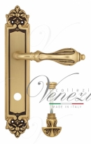 Ручка дверная на планке с фиксатором Venezia Anafesto WC-4 PL96 французское золото + коричневый