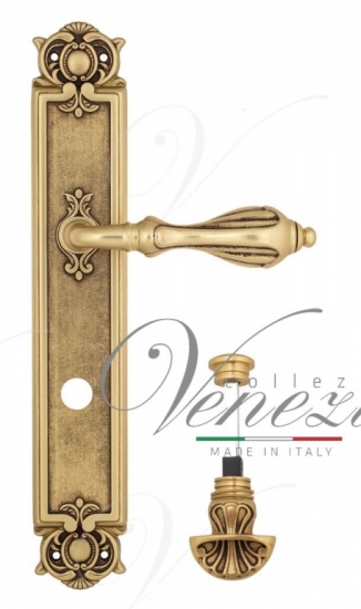 Ручка дверная на планке с фиксатором Venezia Anafesto WC-4 PL97 французское золото + коричневый