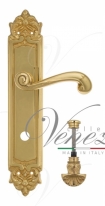 Ручка дверная на планке с фиксатором Venezia Carnevale WC-4 PL96 полированная латунь