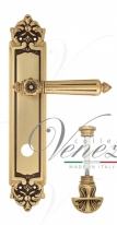 Ручка дверная на планке с фиксатором Venezia Castello WC-4 PL96 французское золото + коричневый