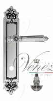 Ручка дверная на планке с фиксатором Venezia Castello WC-4 PL96 натуральное серебро + черный