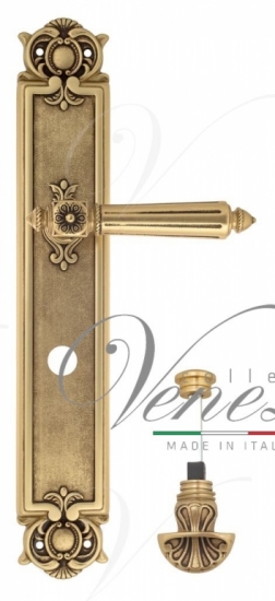 Ручка дверная на планке с фиксатором Venezia Castello WC-4 PL97 французское золото + коричневый