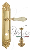 Ручка дверная на планке с фиксатором Venezia Colosseo белая керамика паутинка WC-4 PL96 полированная латунь