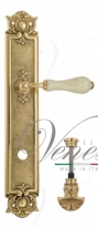 Ручка дверная на планке с фиксатором Venezia Colosseo белая керамика паутинка WC-4 PL97 полированная латунь