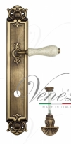 Ручка дверная на планке с фиксатором Venezia Colosseo белая керамика паутинка WC-4 PL97 матовая бронза
