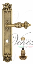 Ручка дверная на планке с фиксатором Venezia Lucrecia WC-4 PL97 французское золото + коричневый