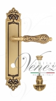 Ручка дверная на планке с фиксатором Venezia Monte Cristo WC-4 PL96 французское золото + коричневый