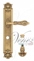 Ручка дверная на планке с фиксатором Venezia Monte Cristo WC-4 PL97 французское золото + коричневый