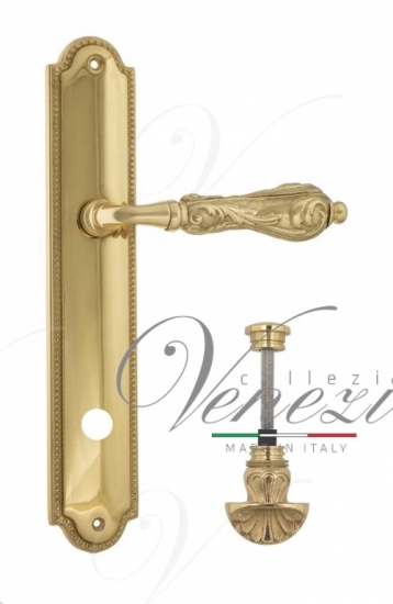 Ручка дверная на планке с фиксатором Venezia Monte Cristo WC-4 PL98 полированная латунь