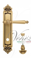 Ручка дверная на планке с фиксатором Venezia Pellestrina WC-4 PL96 французское золото + коричневый