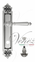 Ручка дверная на планке с фиксатором Venezia Pellestrina WC-4 PL96 натуральное серебро + черный