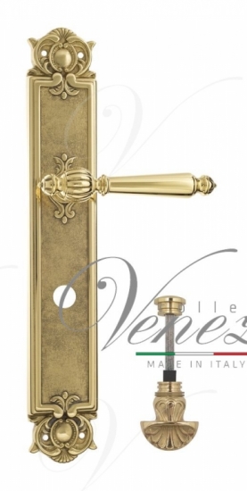 Ручка дверная на планке с фиксатором Venezia Pellestrina WC-4 PL97 полированная латунь