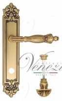 Ручка дверная на планке с фиксатором Venezia Olimpo WC-4 PL96 французское золото + коричневый