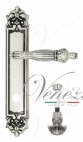 Ручка дверная на планке с фиксатором Venezia Olimpo WC-4 PL96 натуральное серебро + черный