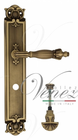 Ручка дверная на планке с фиксатором Venezia Olimpo WC-4 PL97 матовая бронза