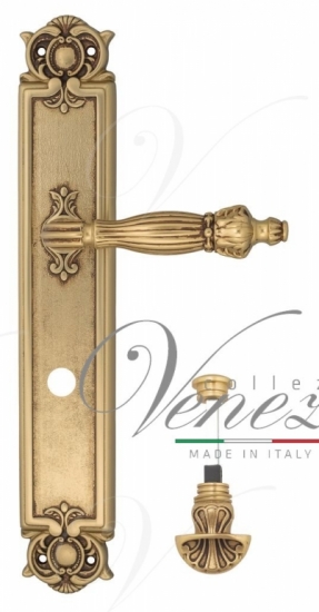 Ручка дверная на планке с фиксатором Venezia Olimpo WC-4 PL97 французское золото + коричневый