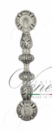 Ручка дверная скоба Venezia Lucrecia 312мм (250мм) D5 натуральное серебро + черный