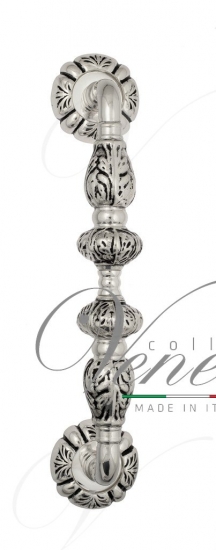 Ручка дверная скоба Venezia Lucrecia 312мм (250мм) D5 натуральное серебро + черный