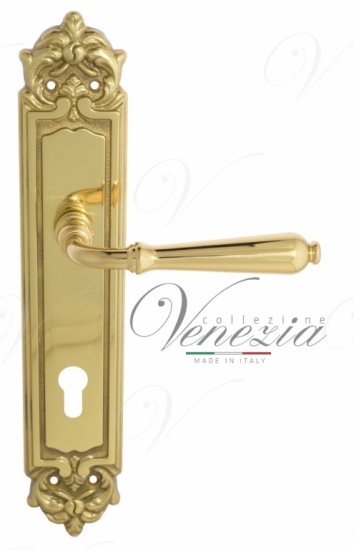 Ручка дверная на планке под цилиндр Venezia Classic CYL PL96 полированная латунь