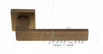 Ручка дверная на квадратной розетке Venezia Unique Biblo матовая бронза